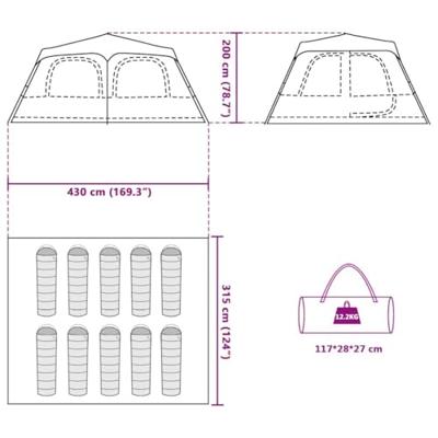 Koepeltent 10-persoons snelontgrendeling grijs en oranje