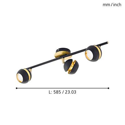 Eglo Led plafondspotNocito 3-lichts zwart met goud - 95484