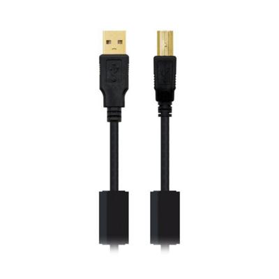 NanoCable 10.01.1205 USB 2.0 kabel voor printers met ferriet type A/M-B/M, stekker op stekker, zwart, 5 m