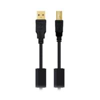 NanoCable 10.01.1205 USB 2.0 kabel voor printers met ferriet type A/M-B/M, stekker op stekker, zwart, 5 m - thumbnail