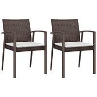 Tuinstoelen 2 st met kussens 56,5x57x83 cm poly rattan bruin - thumbnail