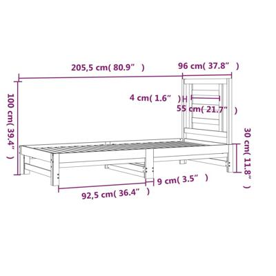 Slaapbank uitschuifbaar massief grenenhout wit 2x(90x200) cm - thumbnail