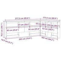 Opberghoofdbord met plank Zwart eiken 160 cm Bewerkt hout - thumbnail
