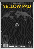 Cursusblok Aurora A4 lijn 4-gaats 160 pagina's 80gr geel - thumbnail