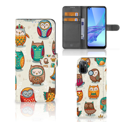 OPPO A53 | OPPO A53s | Telefoonhoesje | Met pasjeshouder | Vrolijke Uilen