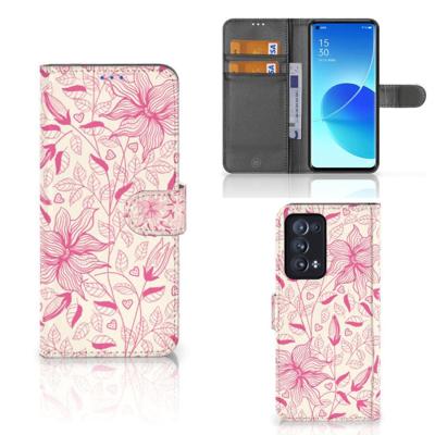 OPPO Reno 6 Pro Plus 5G Hoesje Pink Flowers OPPO Reno 6 Pro Plus 5G Hoesje Pink Flowers