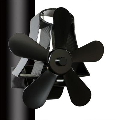 YL-106 5-Blade hoge temperatuur aluminium warmte aangedreven open haard kachel fan (zwart)