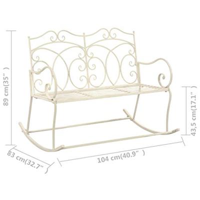 Tuinbank 104 cm ijzer antiekwit - thumbnail