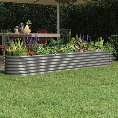 VidaXL Plantenbak 260x40x36 cm gepoedercoat staal grijs VidaXL Plantenbak 260x40x36 cm gepoedercoat staal grijs