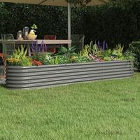 VidaXL Plantenbak 260x40x36 cm gepoedercoat staal grijs - thumbnail