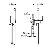 Inbouw Bidetmengkraan Tres Study Exclusive met Doucheslang en Hendel RVS Tres - thumbnail
