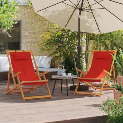 Strandstoelen 2 st inklapbaar stof rood