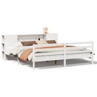 Bed met boekenkast zonder matras grenenhout wit 180x200 cm - thumbnail