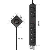Hama Stekkerdoos 6-voudig Voetschakelaar 3 M (2x 1,5m Incl. Schakelaar) Zwart - thumbnail