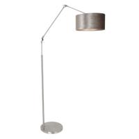 Steinhauer Vloer LeeslampPrestige Chic RVS met 40cm taupe velourse kap - 8104ST - thumbnail