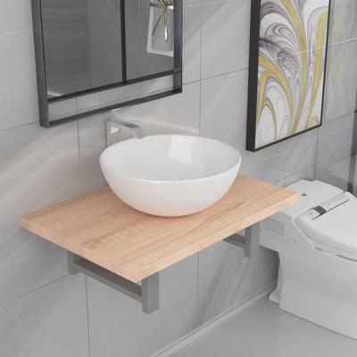 VidaXL 2-delige badkamermeubelset keramiek eikenkleurig