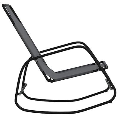 Ligstoelen 2 st schommelend staal en textileen grijs