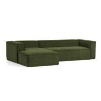 Kave Home Loungebank 'Blok' Rib, Links, kleur Donkergroen - thumbnail