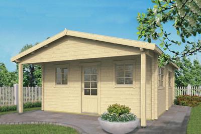 Blokhut Ennis 534x540 cm + luifel 150 cm Blokhut Ennis 534x540 cm + luifel 150 cm