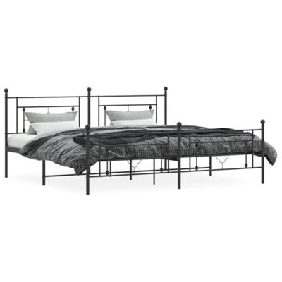 Bedframe met hoofd- en voeteneinde metaal zwart 193x203 cm