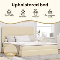 Opbergbed met LED met matras Crème 160 x 200 cm Polyester - thumbnail