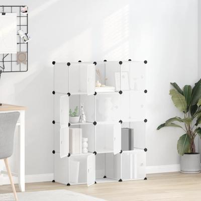 VidaXL Opbergmeubel met 12 vakken en deuren polypropeen transparant