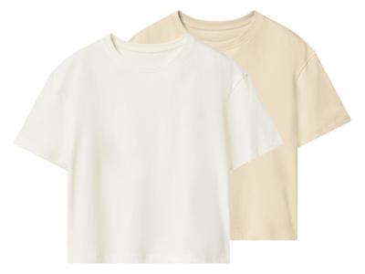 Esmara Kids Set van 2 kinder T-shirts (wit/beige, 146/152)