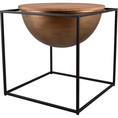 Vierkante Bijzettafel Metaal & Hout - Zwart/Bruin - 53x55x53 cm