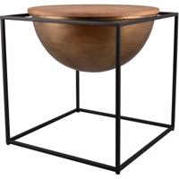 Vierkante Bijzettafel Metaal & Hout - Zwart/Bruin - 53x55x53 cm - thumbnail