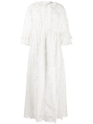 Self-Portrait textured shirt dress - White