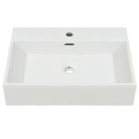 Wastafel met kraangat wit 76x42,5x14,5 cm kermiek - thumbnail