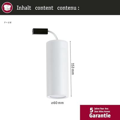 Paulmann 93105 Barrel LED-opbouwlamp LED 6 W Wit (mat) Paulmann 93105 Barrel LED-opbouwlamp LED 6 W Wit (mat)