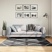 VidaXL Vloerkleed shaggy hoogpolig modern 160x160 cm zwart en crème - thumbnail