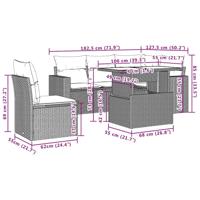 6-delige Loungeset met kussens poly rattan lichtgrijs - thumbnail