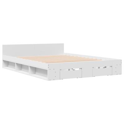 Bedframe met lades bewerkt hout wit 140x200 cm