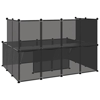 Dierenhok klein 143x107x93 polypropeen en staal zwart Dierenhok klein 143x107x93 polypropeen en staal zwart