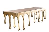 Handgemaakte wandplank LIQUID LINE 60 cm goud antiek metalen druppelontwerp - 44882 - thumbnail