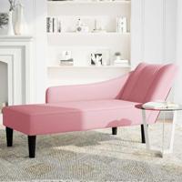 Chaise longue met rechterarmleuning fluweel roze - thumbnail