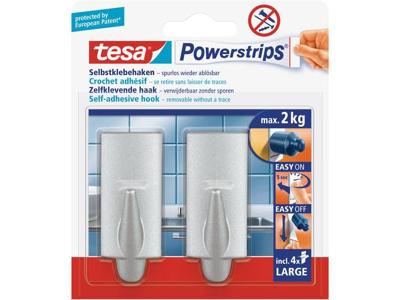 tesa POWERSTRIPS® Zelfklevende haak Large Trend Chroom (mat) Inhoud: 2 stuk(s)