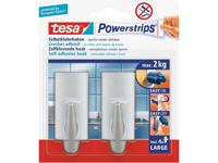 tesa POWERSTRIPS® Zelfklevende haak Large Trend Chroom (mat) Inhoud: 2 stuk(s) - thumbnail