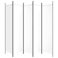 Kamerscherm met 5 panelen 250x200 cm stof wit - thumbnail
