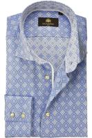 Circle of Gentlemen Overhemd Darko Blauw Twill Klassieke Print Slim Fit - thumbnail