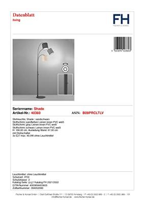 Fischer & Honsel Landelijke leeslampShade 3-lichts - 40360