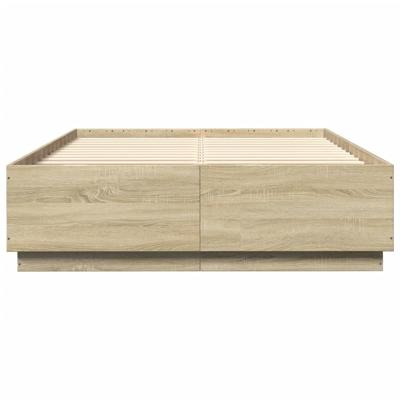 Bedframe met LED-verlichting sonoma eiken 200x200 cm
