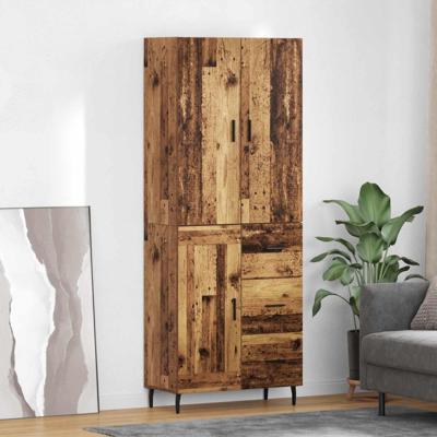 Hoge kast Oud Hout 69,5 x 34 x 180 cm Geengineerd Hout en Glas