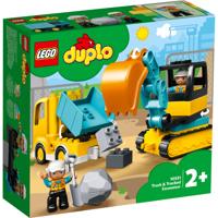 LEGO DUPLO - Truck & Graafmachine met rupsbanden Constructiespeelgoed - thumbnail