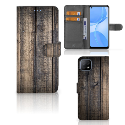 OPPO A73 5G | Book Style Case | Steigerhout | Portemonnee hoesje OPPO A73 5G | Book Style Case | Steigerhout | Portemonnee hoesje