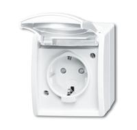 Busch-Jaeger Ocean wandcontactdoos met klapdeksel randaarde aanraakbeveiliging, alpinwit - thumbnail