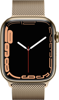 Apple Watch 7 LTE MKJY3FD/A - roestvrij staal, Milanese lus, 45 mm - goud