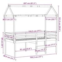 Hoogslaper met dak massief grenenhout wasbruin 75x190 cm - thumbnail